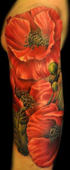 Mathew Clarke - Poppy Flower tattoo